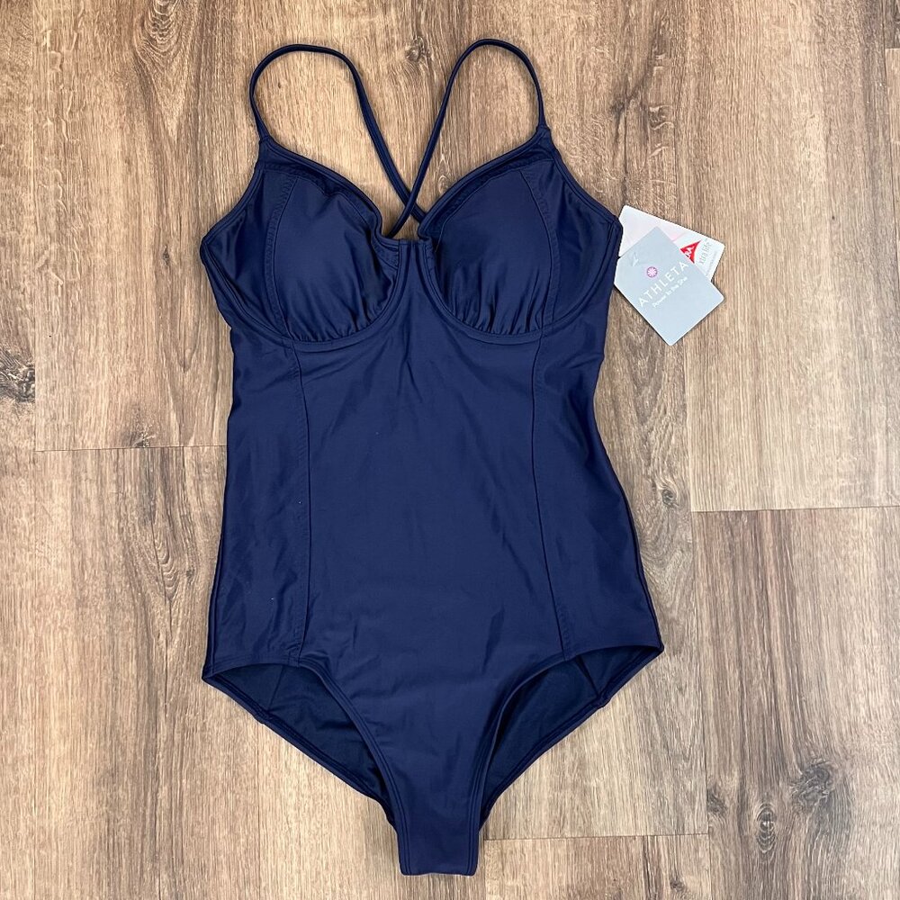 NEW Athleta Navy Blue Underwire Bra Size Swimsuit Sz 36D/ DD
